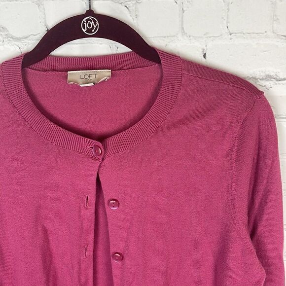 Loft Ruffle Sleeve Pink Cardigan Size Small - Picture 2 of 6